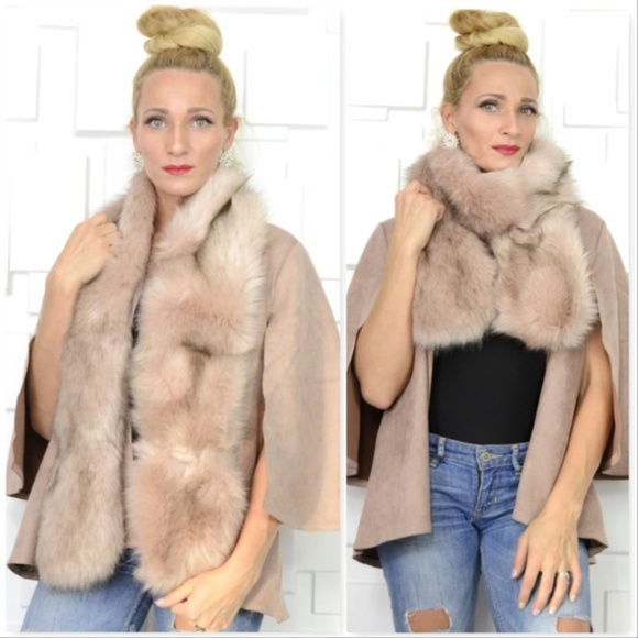 BLUSH PINK FAUX FUR SCARF - Picture 4 of 5